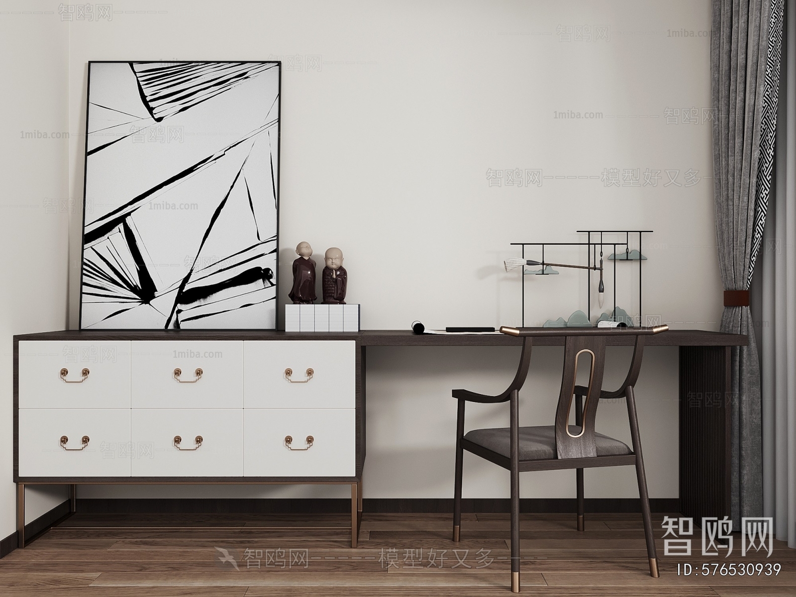 New Chinese Style Computer Desk And Chair