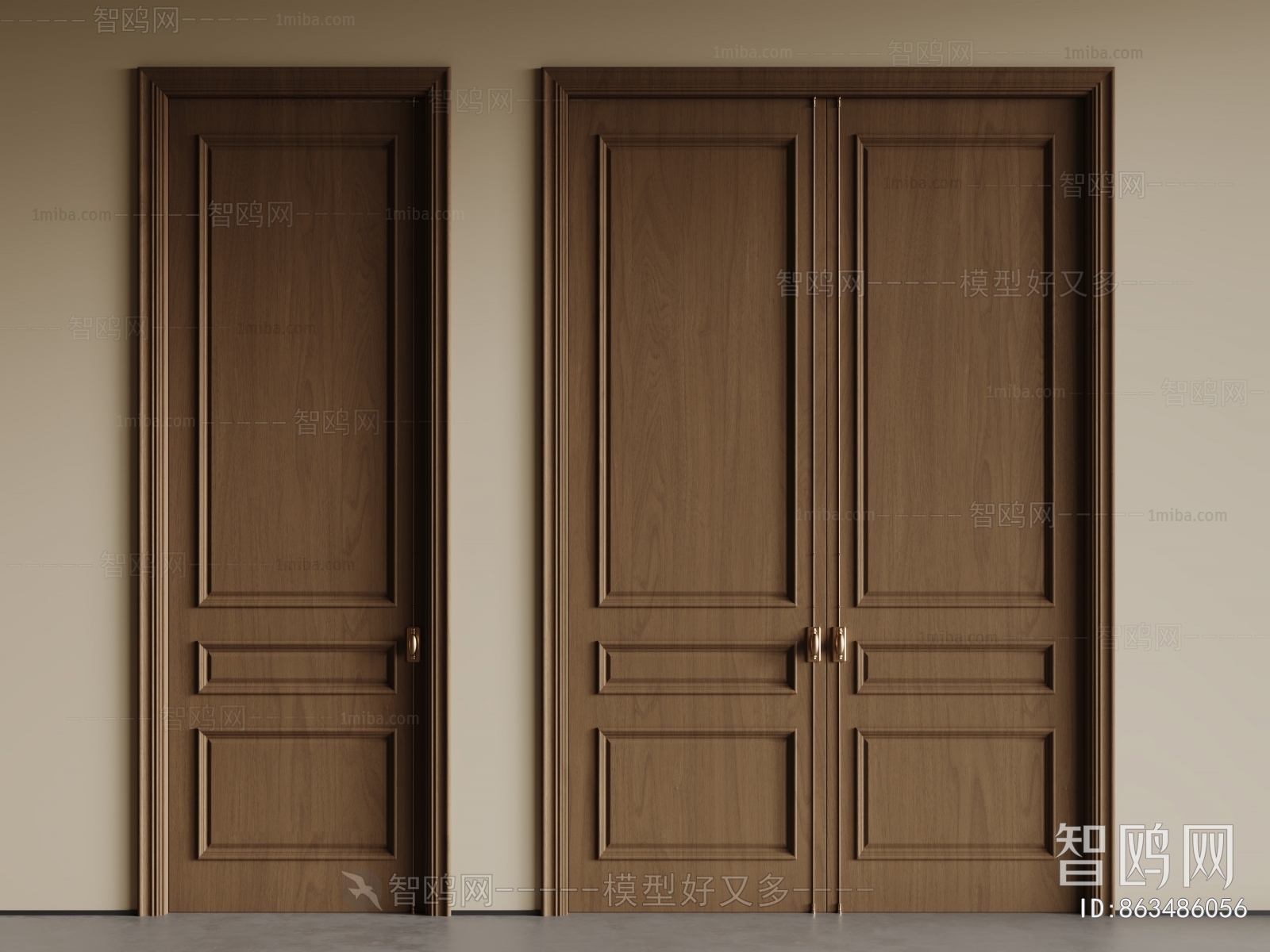 Simple European Style Double Door
