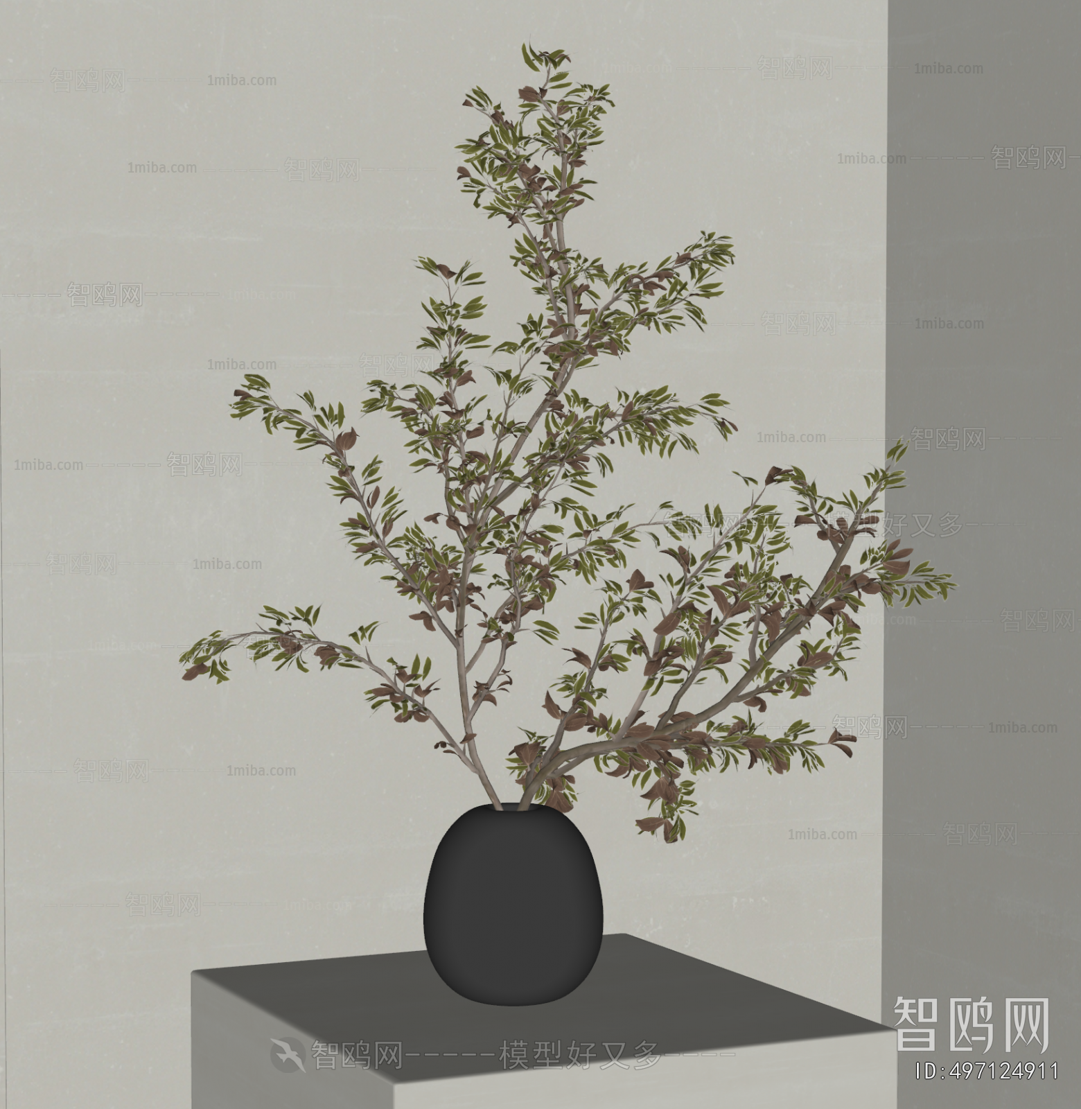 Modern Potted Green Plant