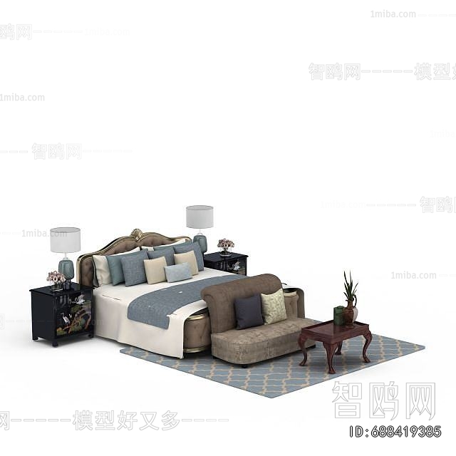 Simple European Style Double Bed