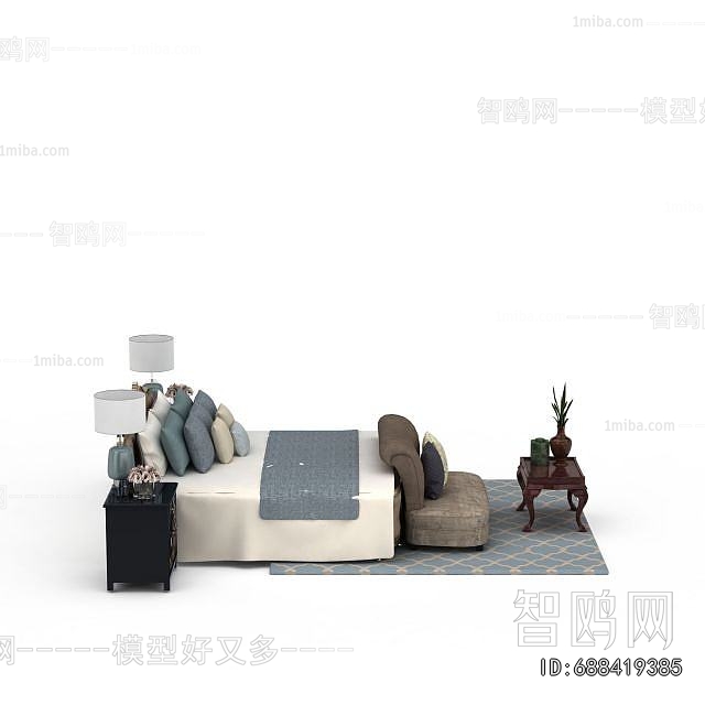 Simple European Style Double Bed