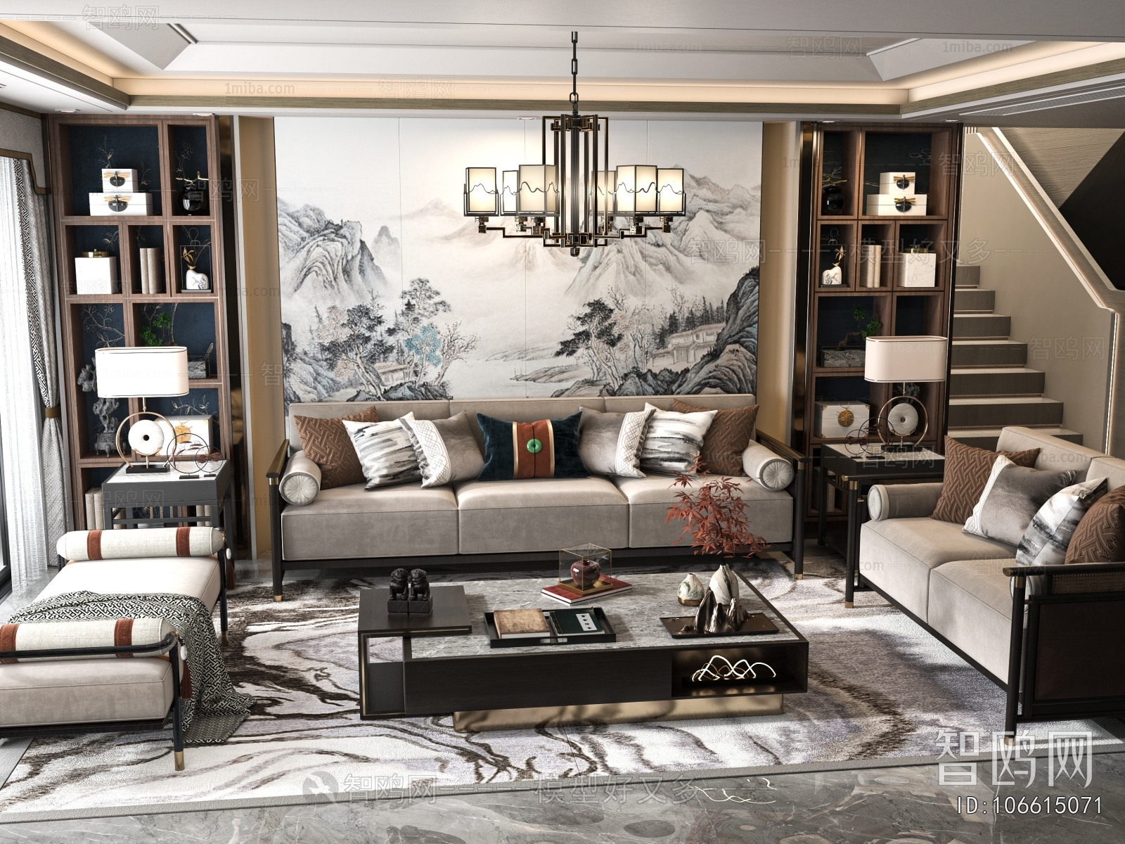 New Chinese Style A Living Room