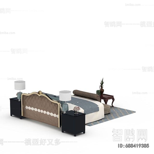 Simple European Style Double Bed