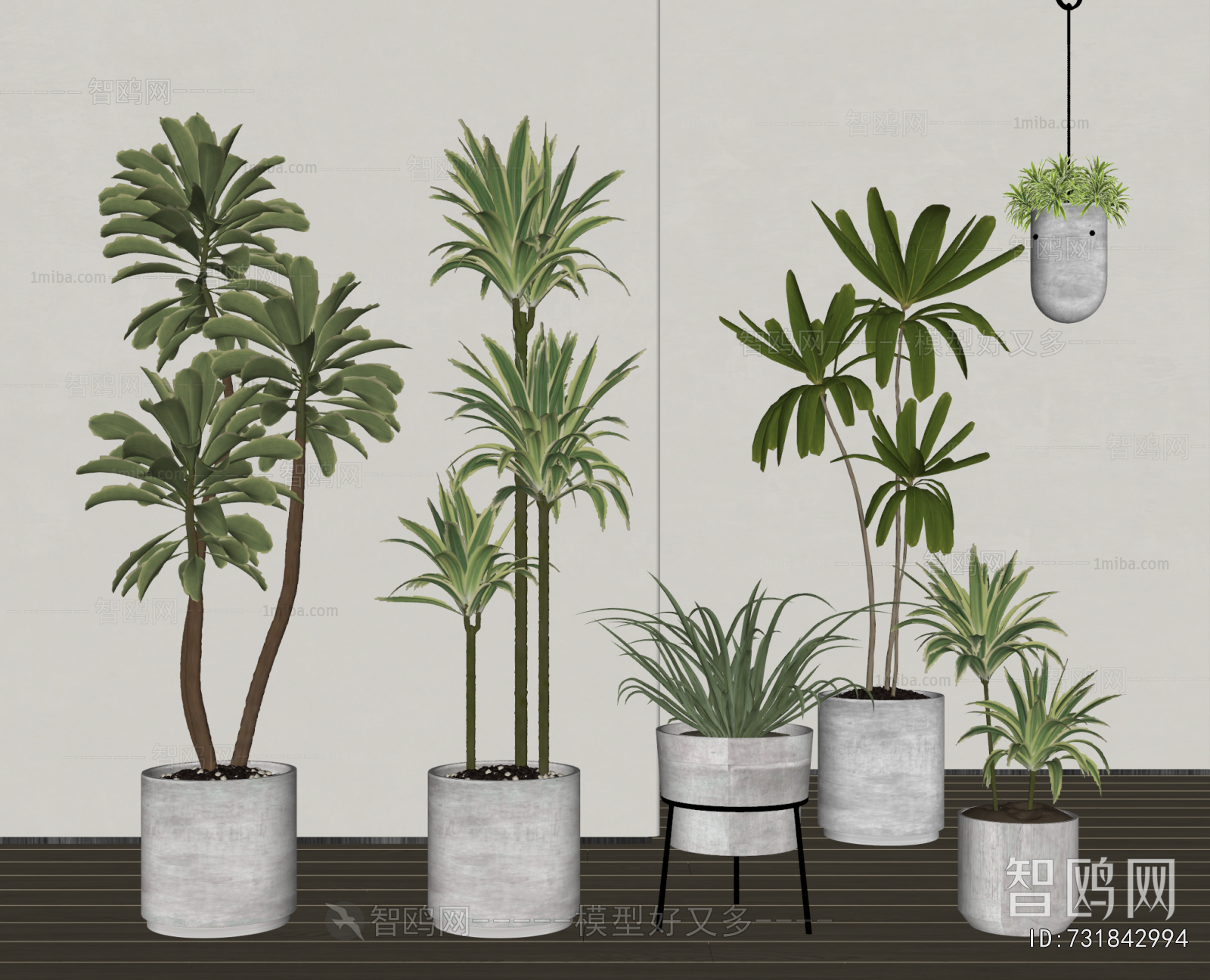 Modern Ground Green Plant Potted Plants