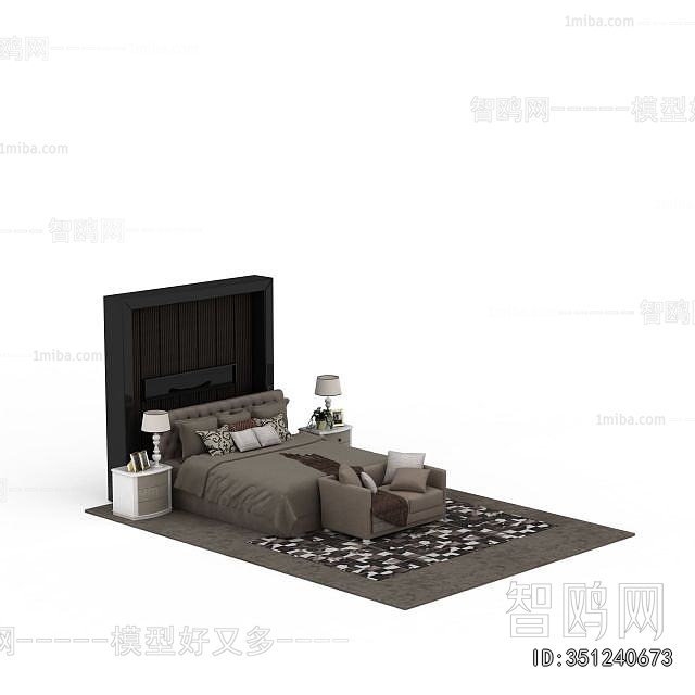 Simple European Style Double Bed