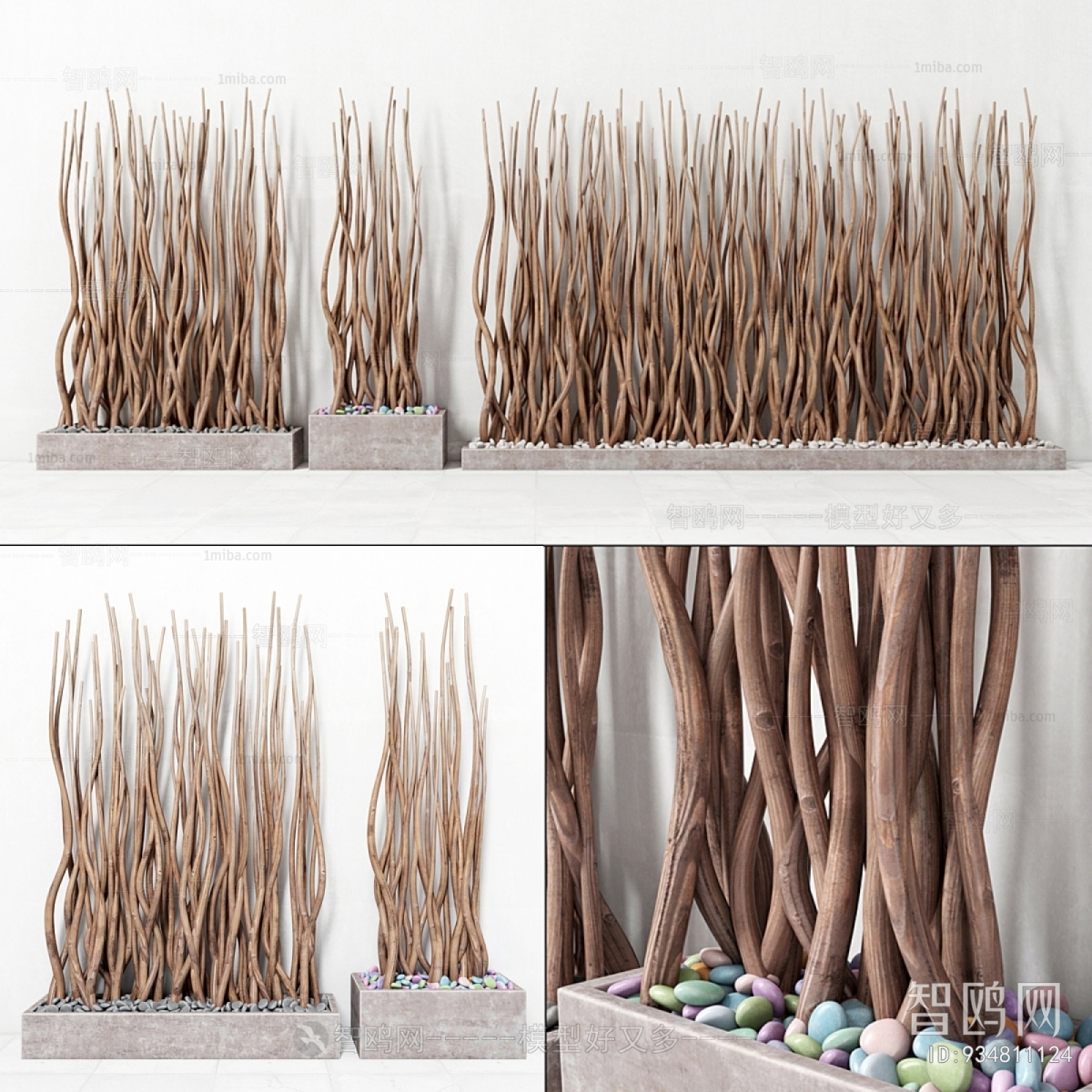 Wabi-sabi Style Wooden Screen Partition