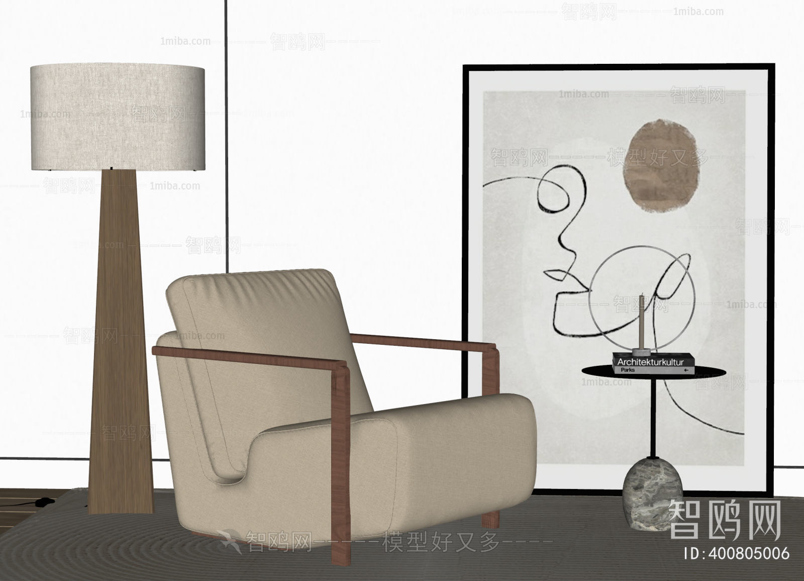 Wabi-sabi Style Single Sofa