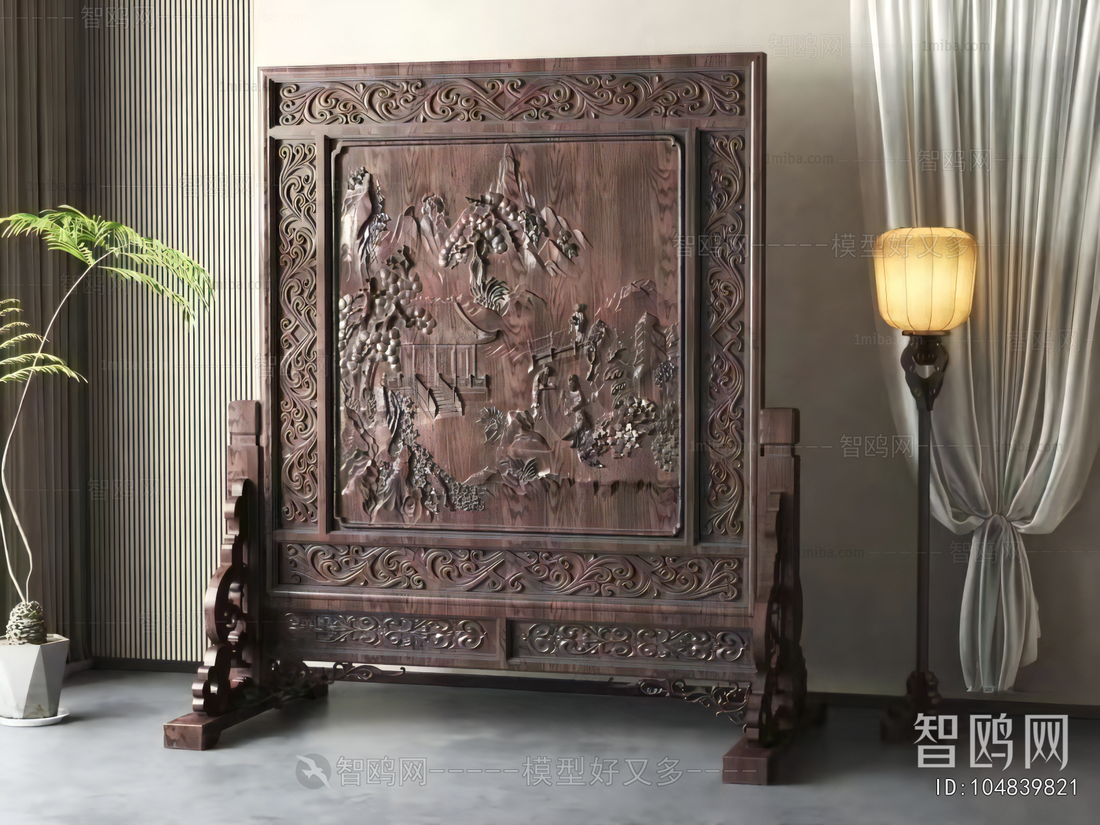 Chinese Style Wooden Screen Partition