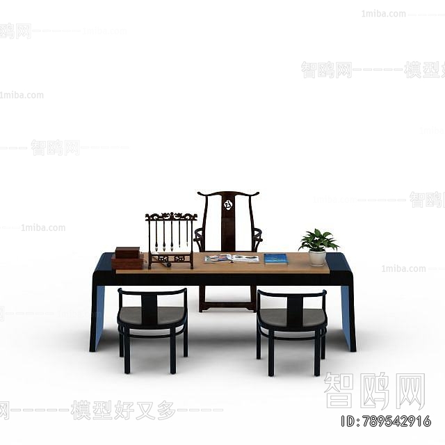 New Chinese Style Computer Desk And Chair