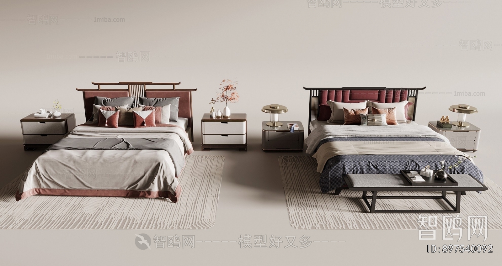 New Chinese Style Double Bed