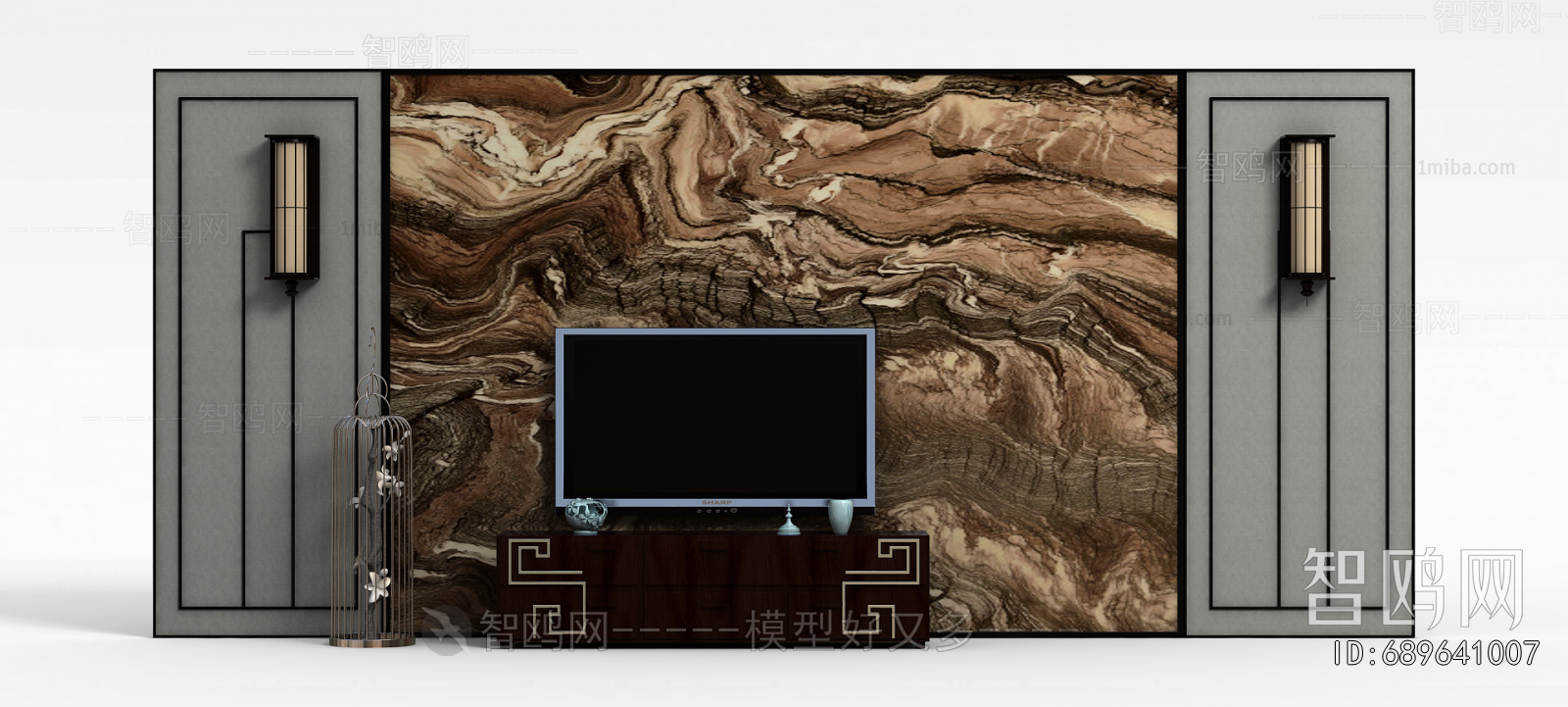 New Chinese Style TV Wall