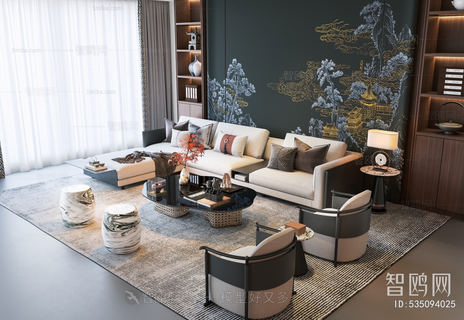 New Chinese Style Sofa Combination