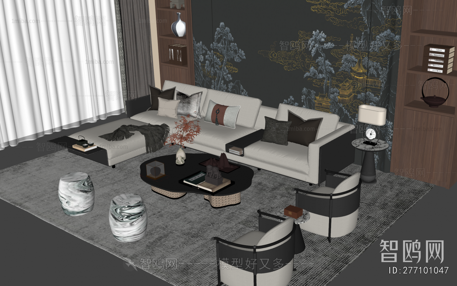 New Chinese Style Sofa Combination