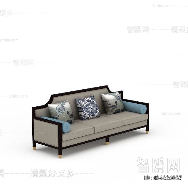 New Chinese Style Three-seat Sofa
