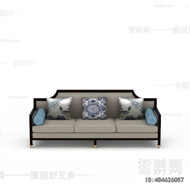 New Chinese Style Three-seat Sofa