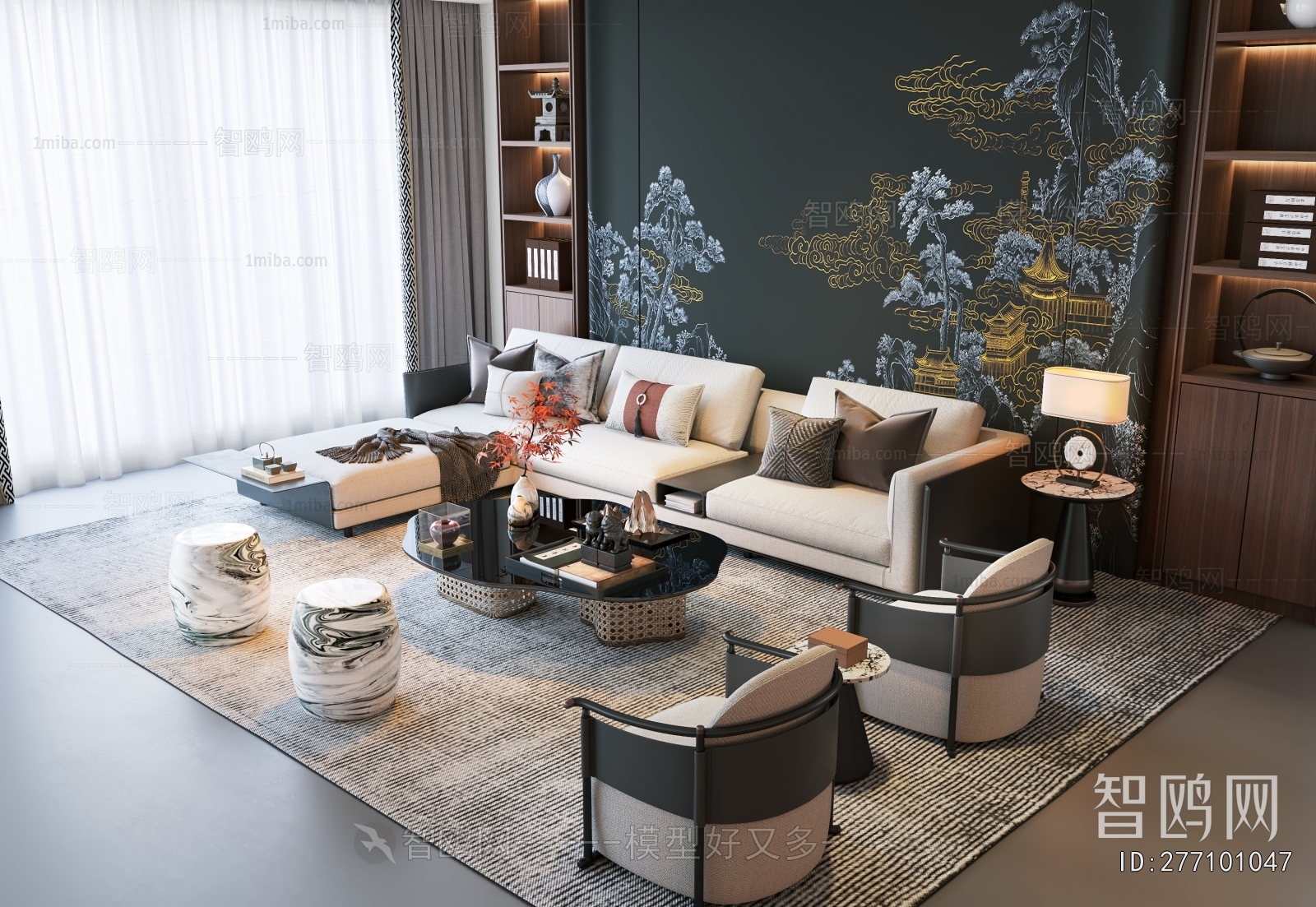 New Chinese Style Sofa Combination