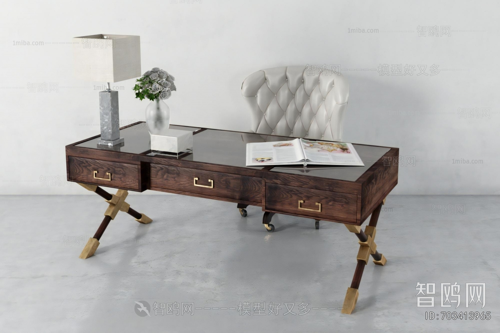 American Style Computer Desk And Chair