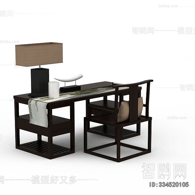 New Chinese Style Computer Desk And Chair