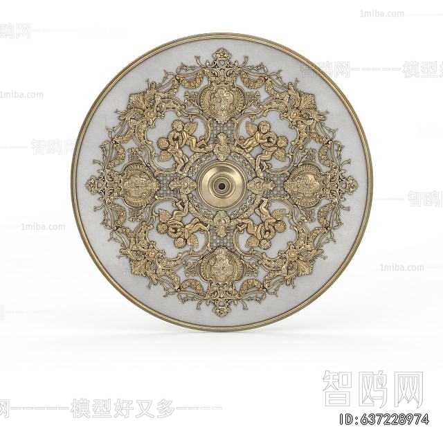 European Style Plaster Carved Top Plate