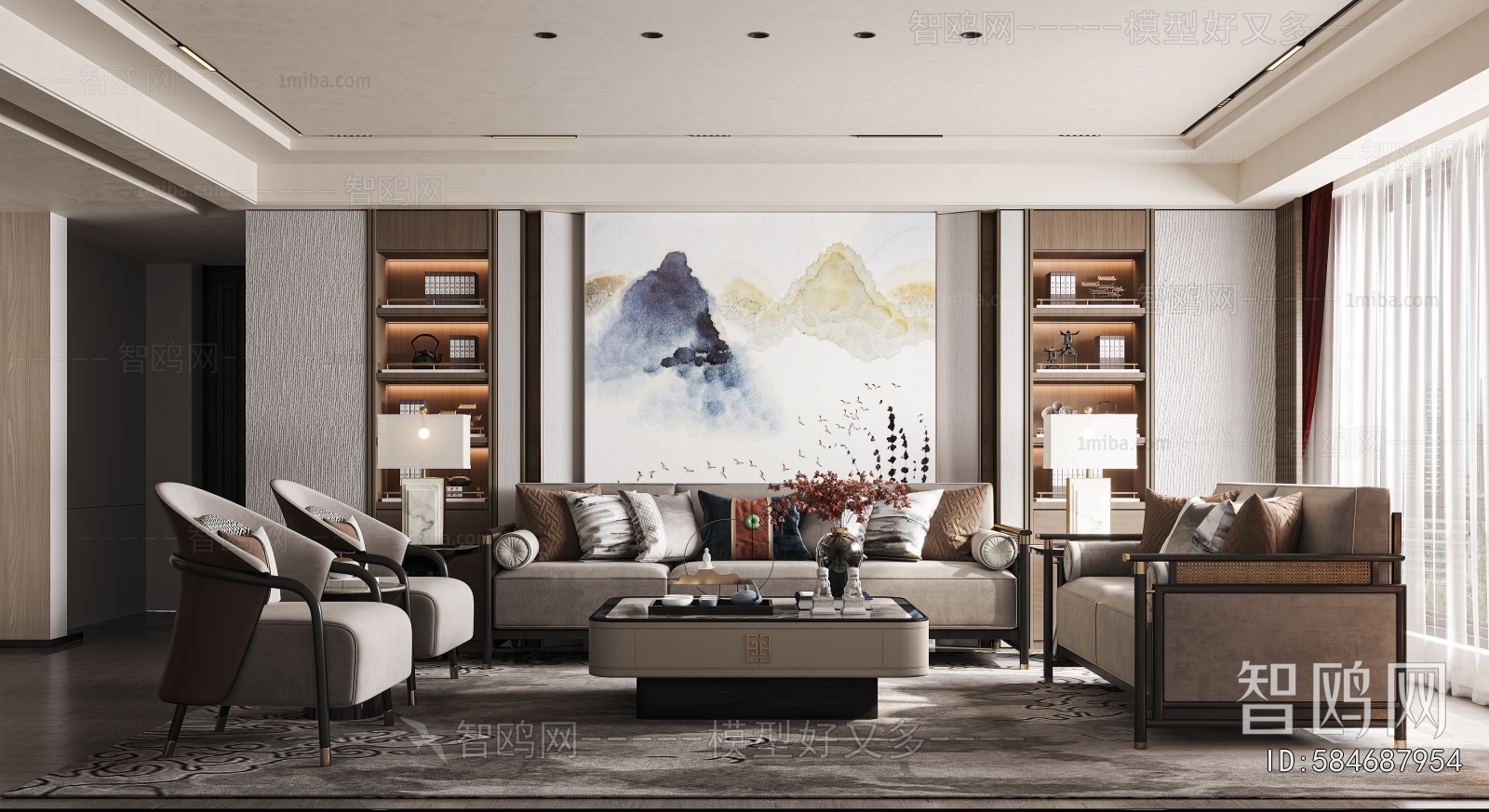 New Chinese Style A Living Room