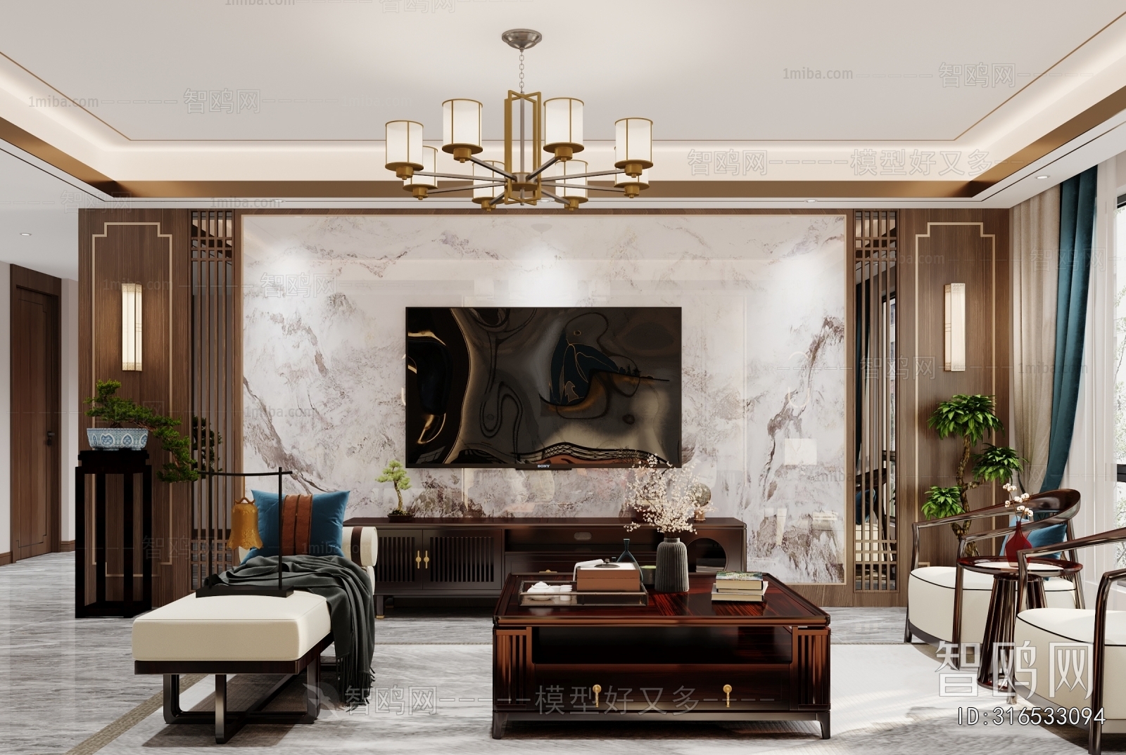 New Chinese Style A Living Room