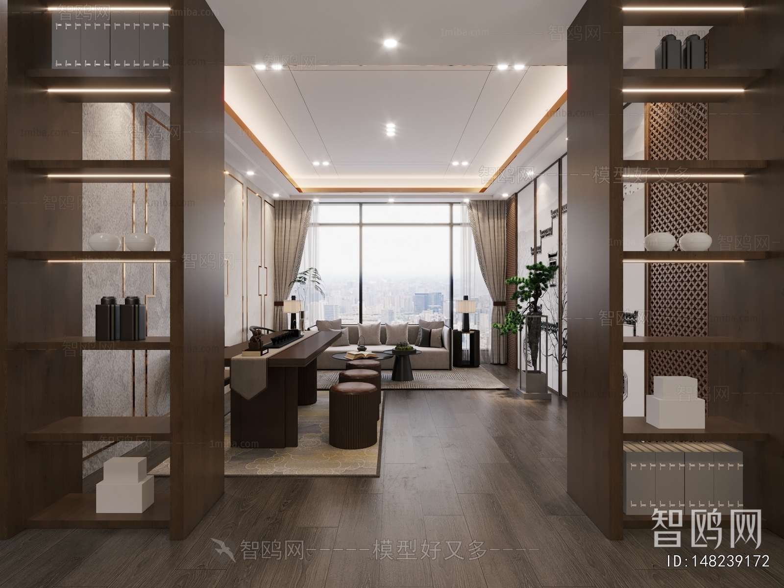 New Chinese Style Office Living Room