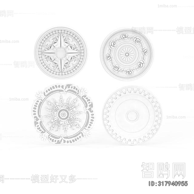 European Style Plaster Carved Top Plate