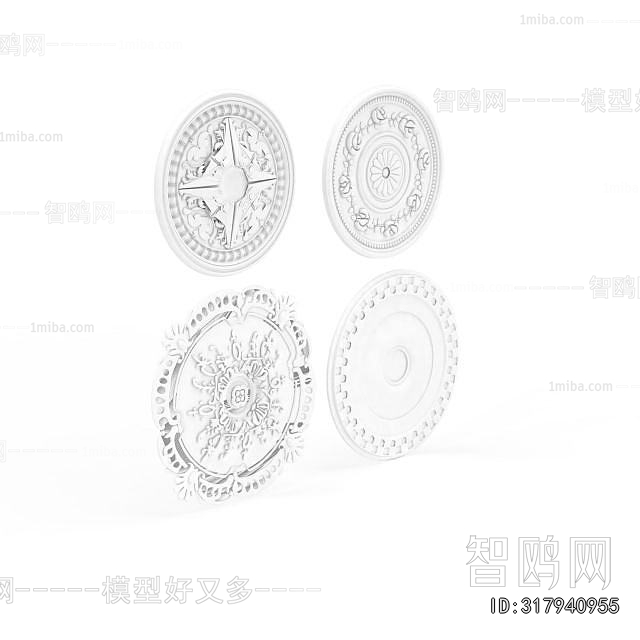 European Style Plaster Carved Top Plate