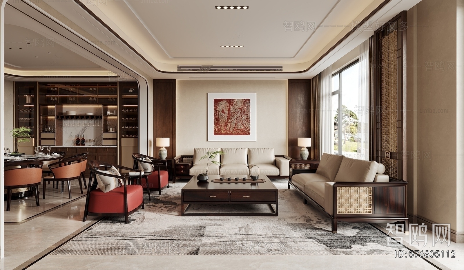 New Chinese Style A Living Room