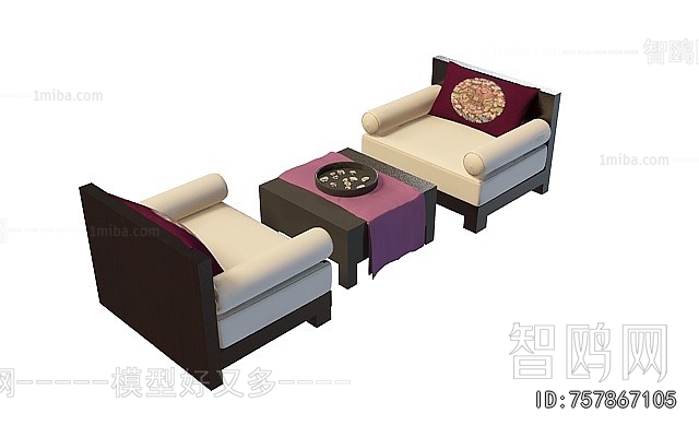 New Chinese Style Single Sofa
