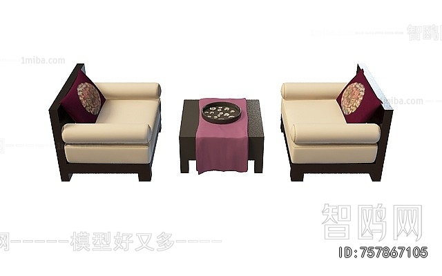 New Chinese Style Single Sofa