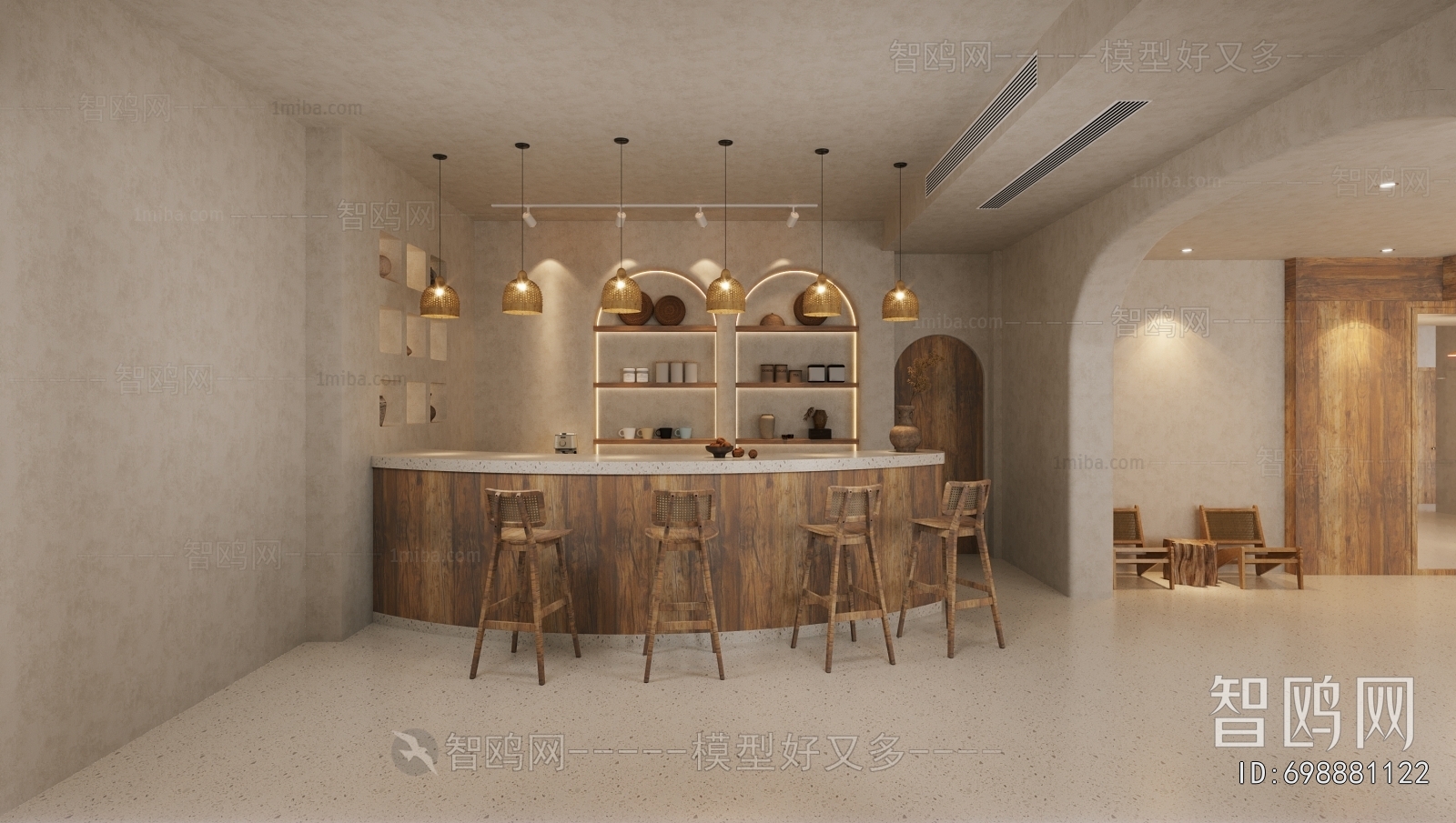 Wabi-sabi Style Bar Area