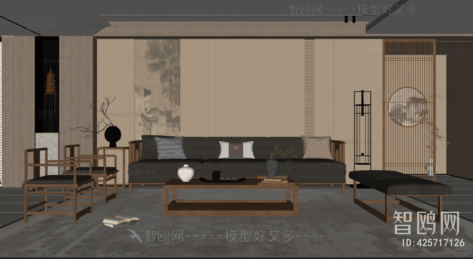 New Chinese Style A Living Room
