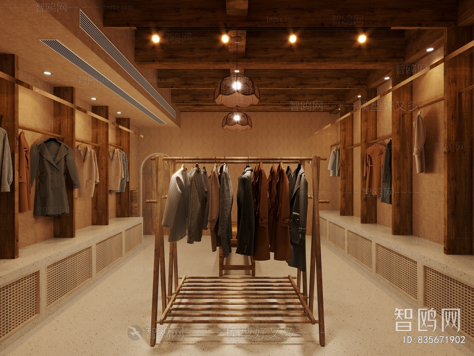 Wabi-sabi Style Clothes Storage Area