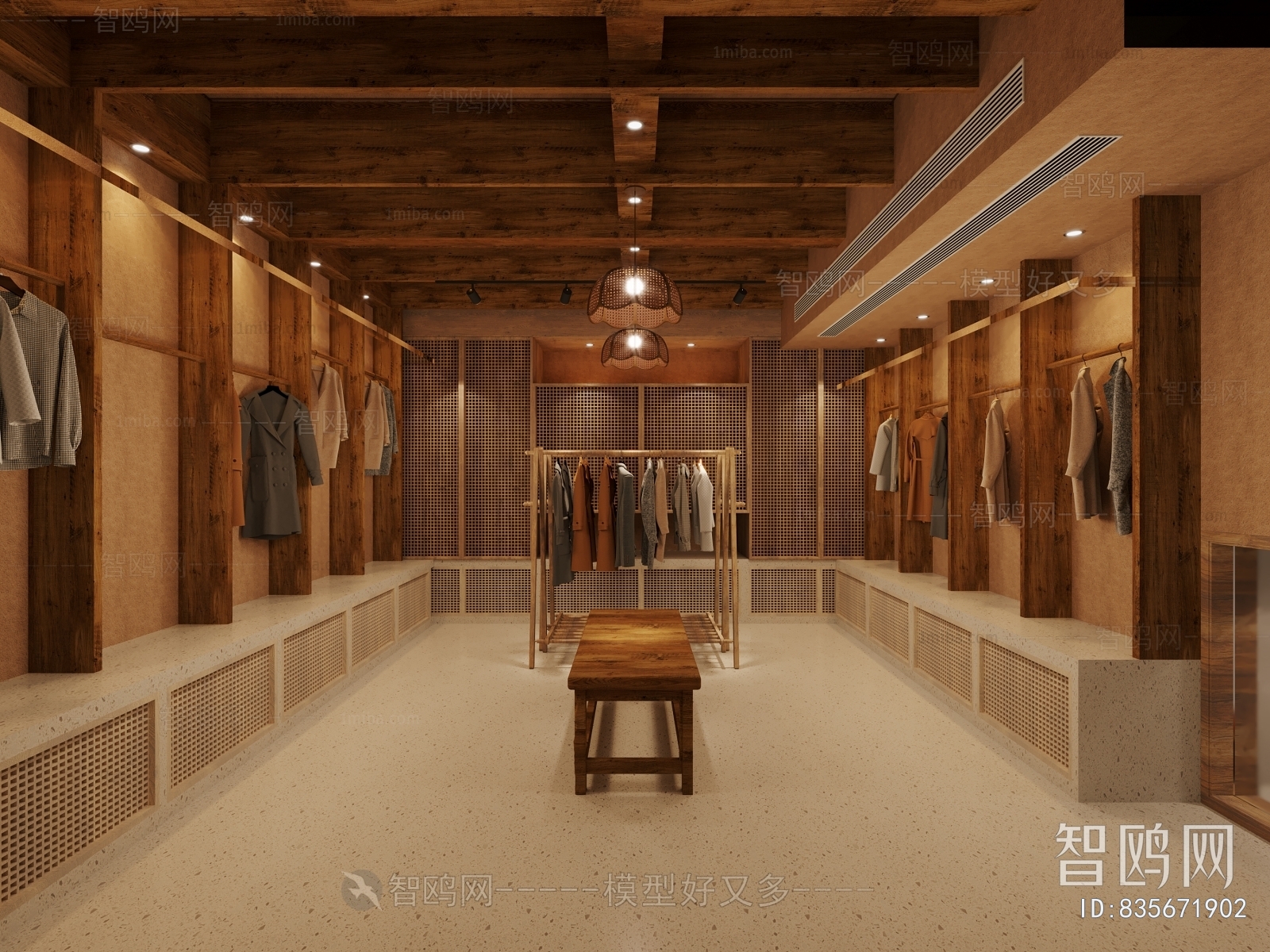 Wabi-sabi Style Clothes Storage Area