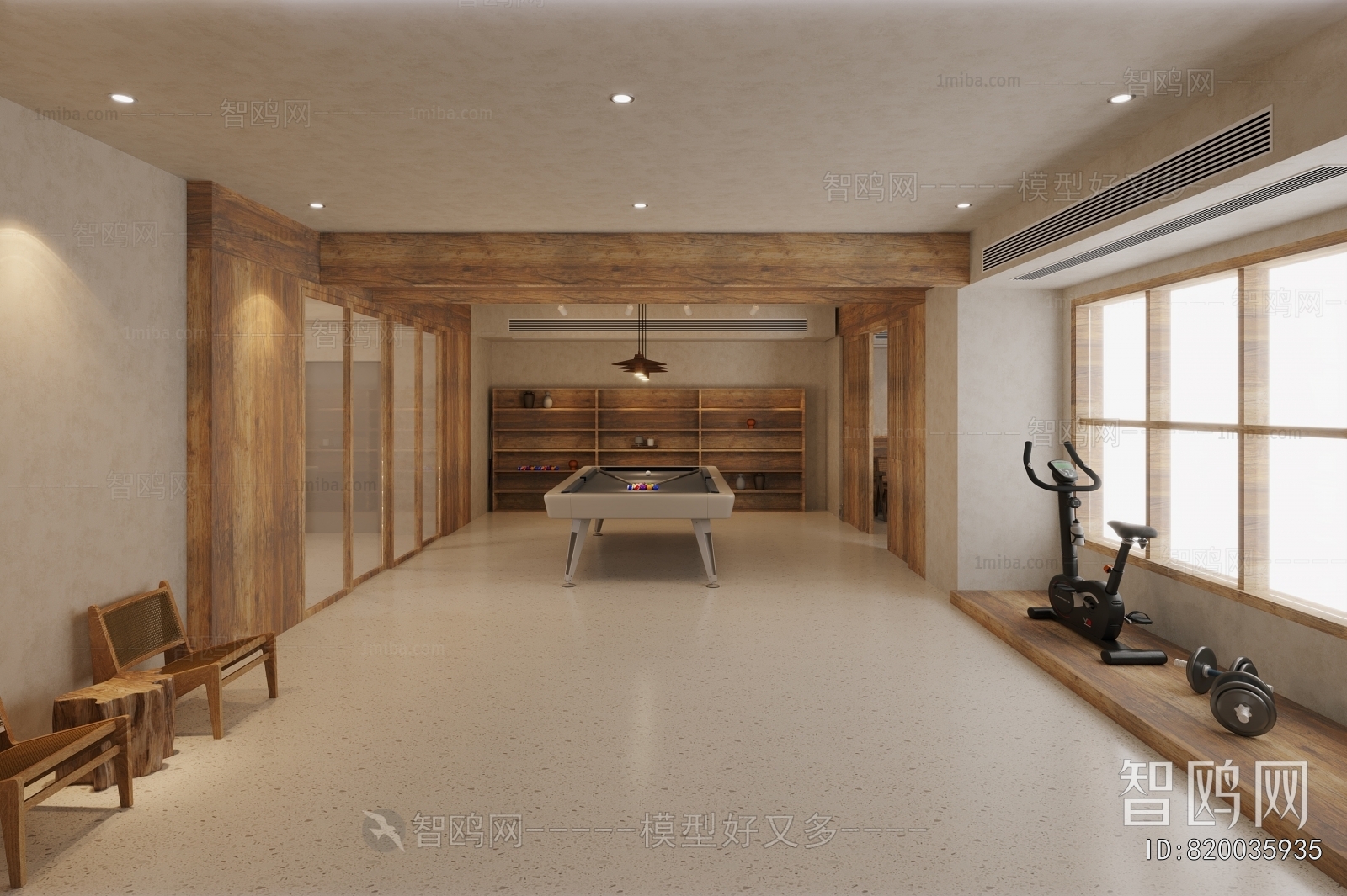 Wabi-sabi Style Billiards Room