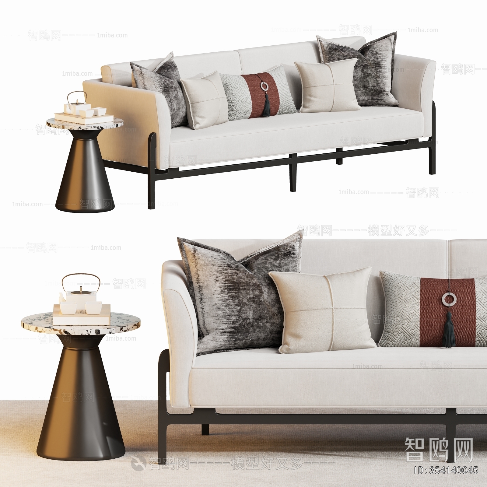 New Chinese Style Three-seat Sofa