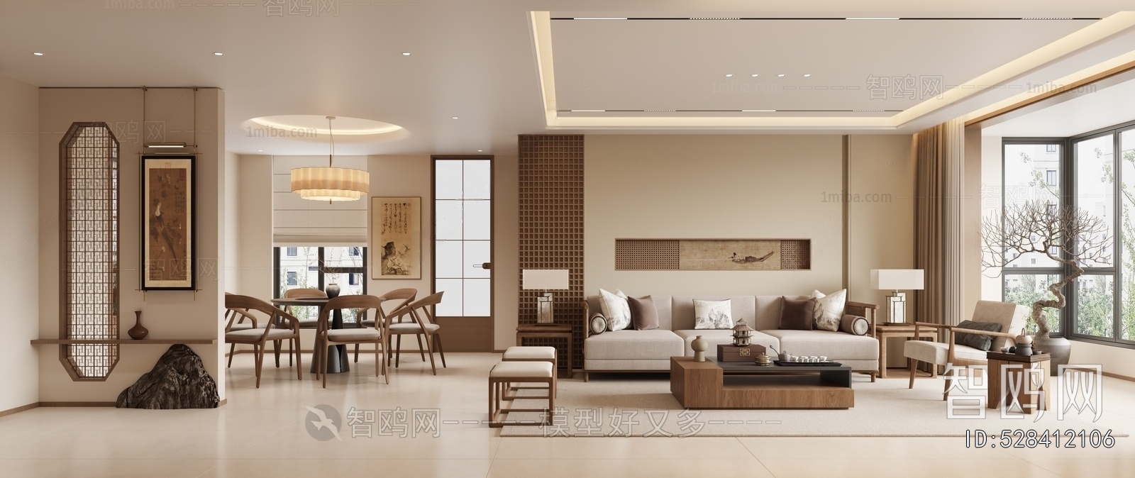 New Chinese Style A Living Room