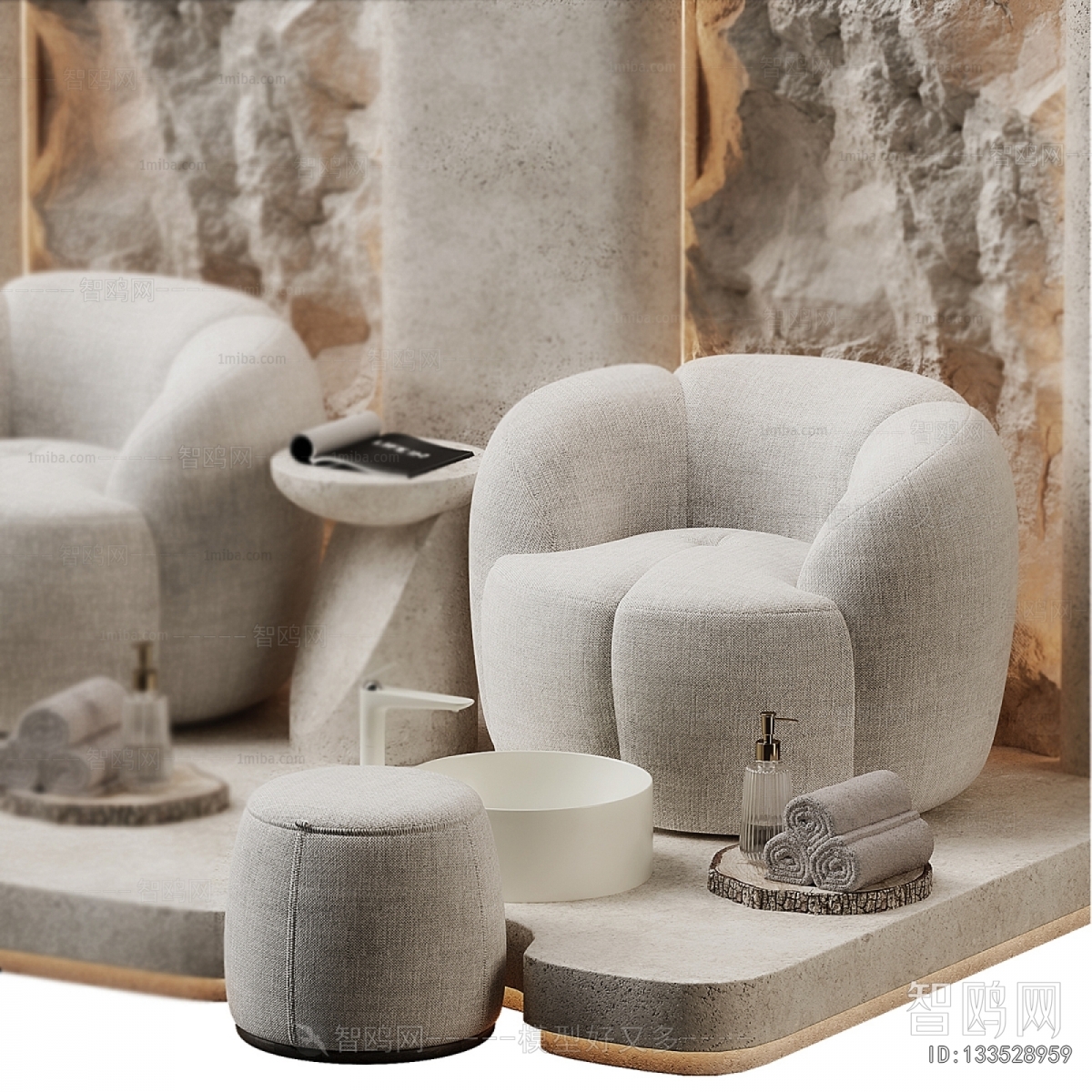 Wabi-sabi Style Single Sofa