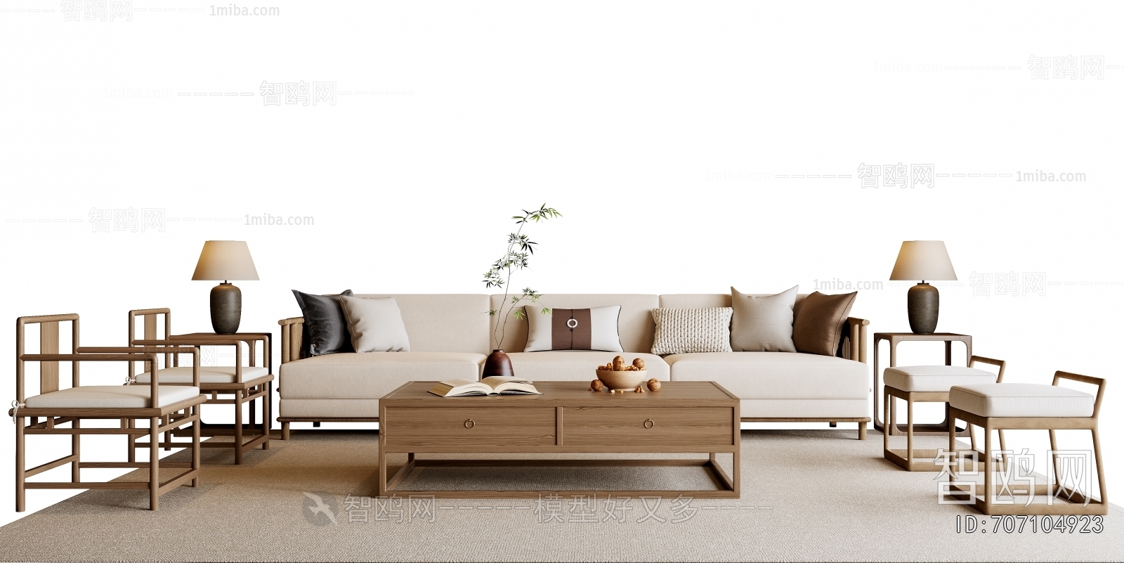 New Chinese Style Sofa Combination