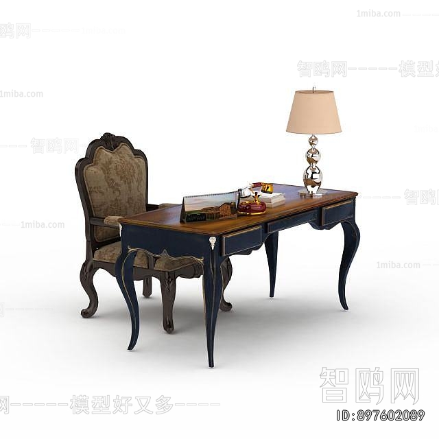 European Style Computer Desk And Chair