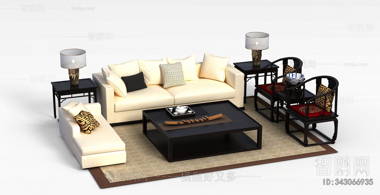 New Chinese Style Sofa Combination