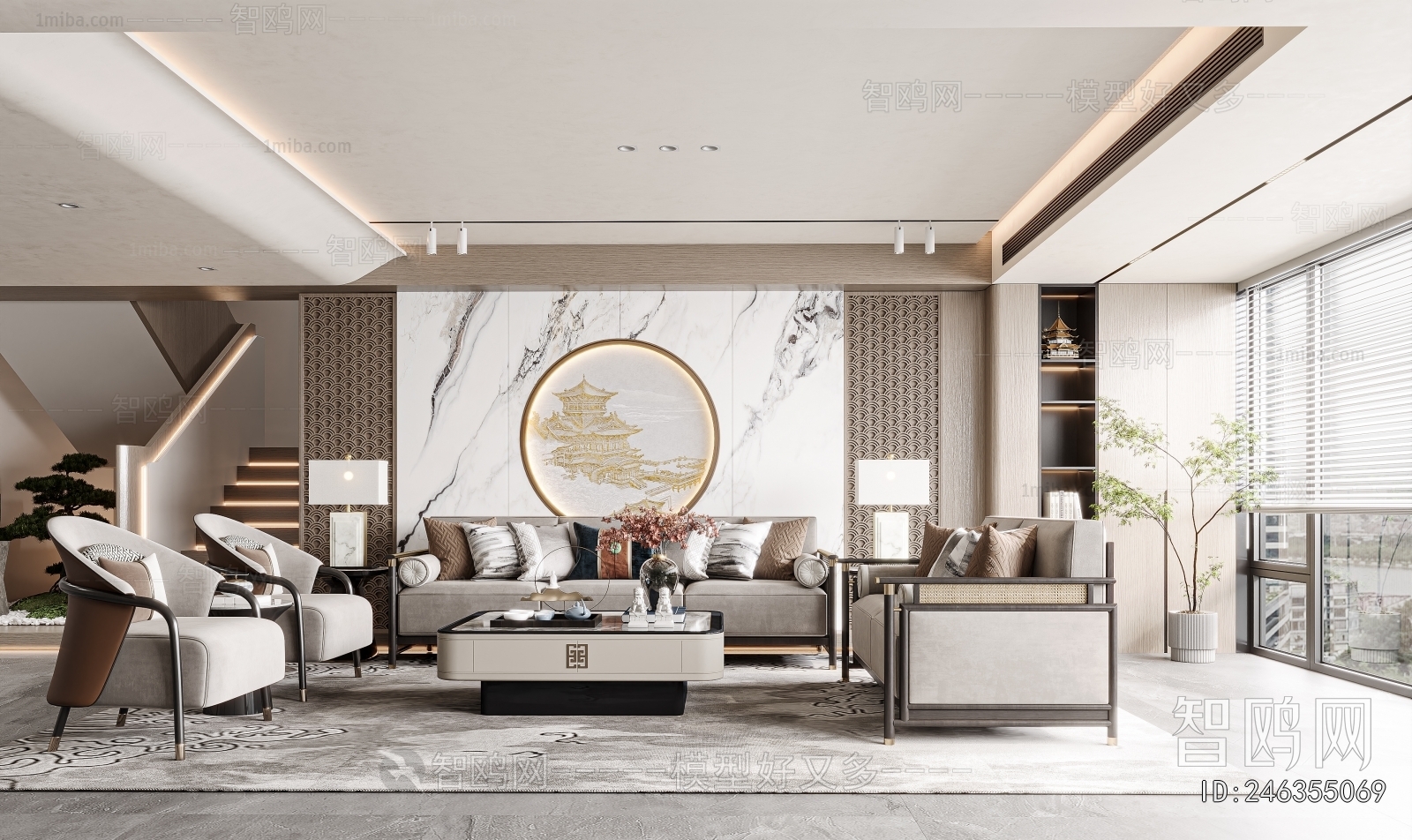 New Chinese Style A Living Room