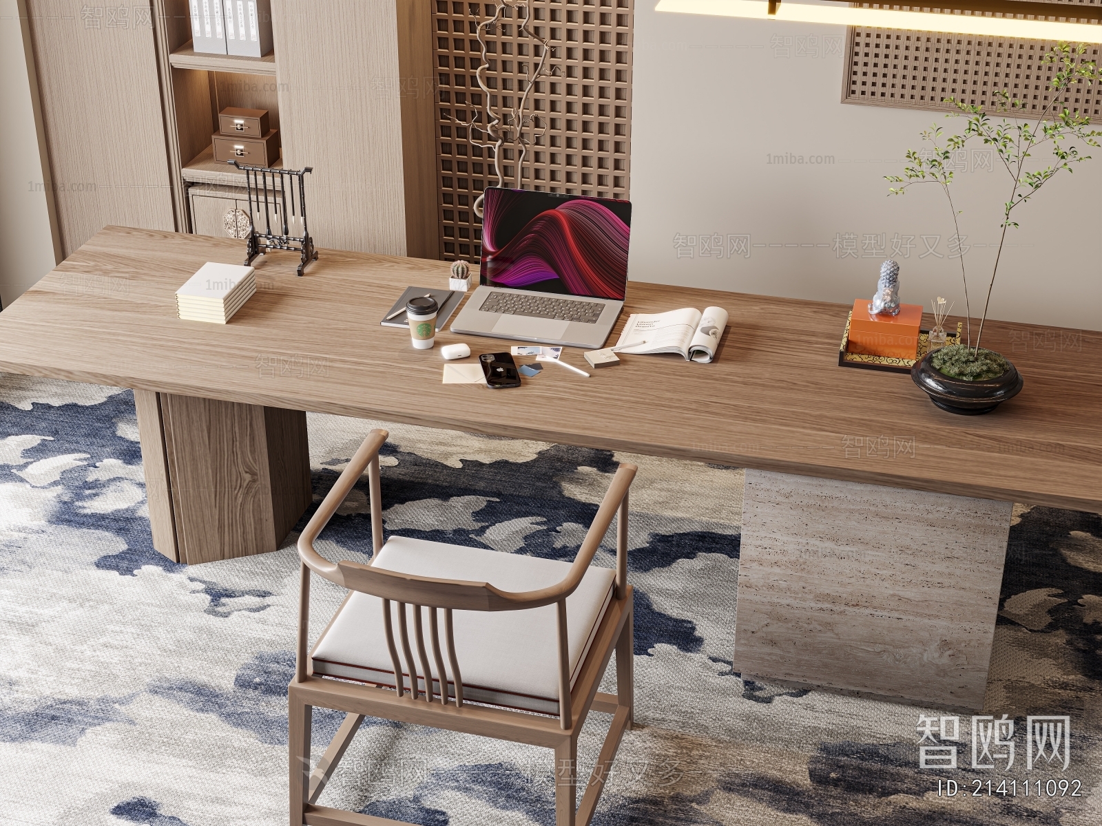 New Chinese Style Computer Desk And Chair