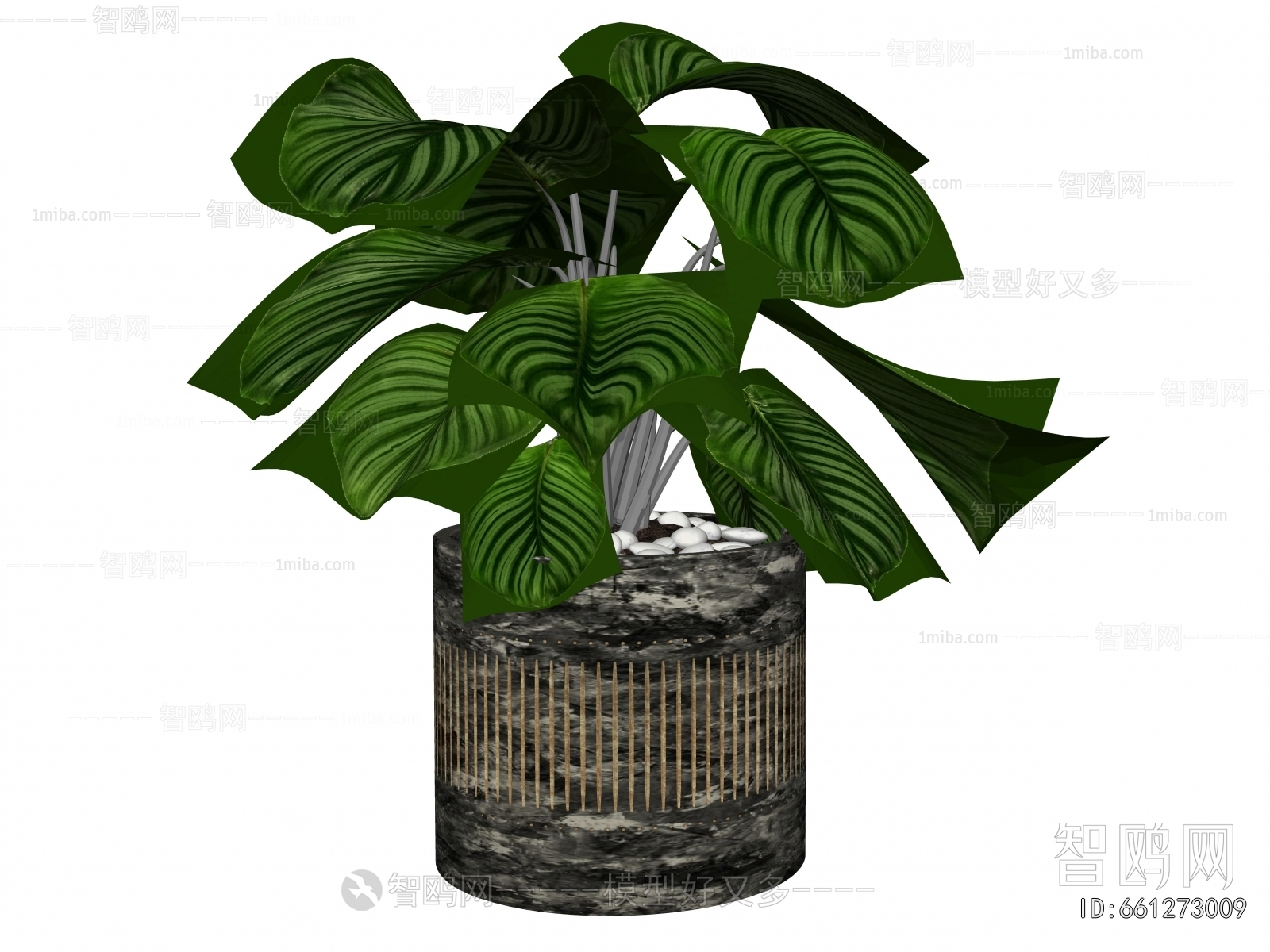 Modern Potted Green Plant