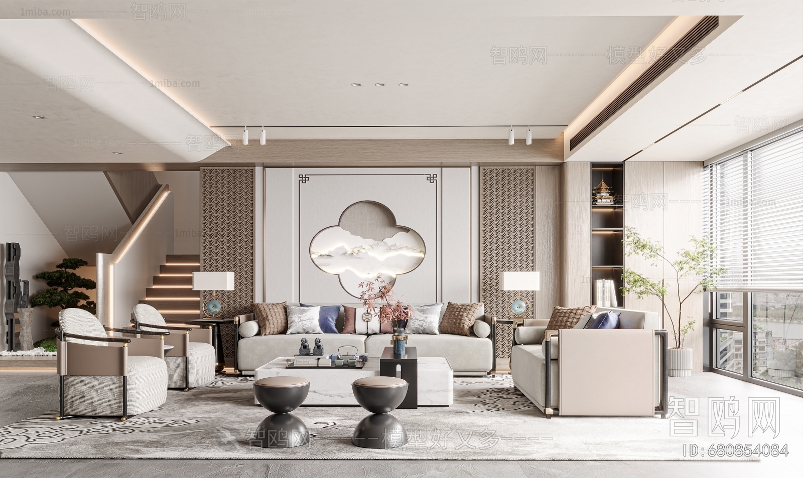 New Chinese Style A Living Room