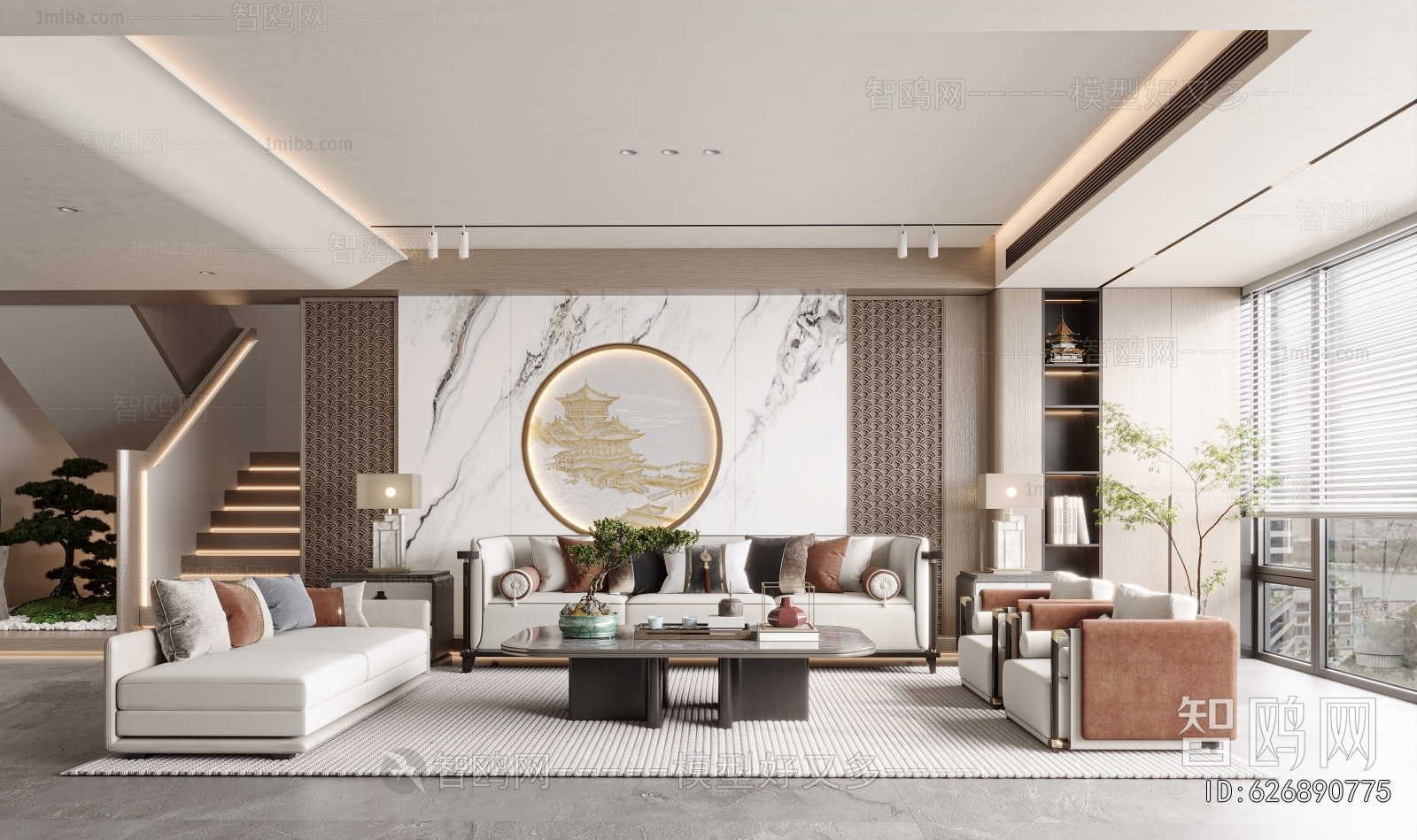 New Chinese Style A Living Room