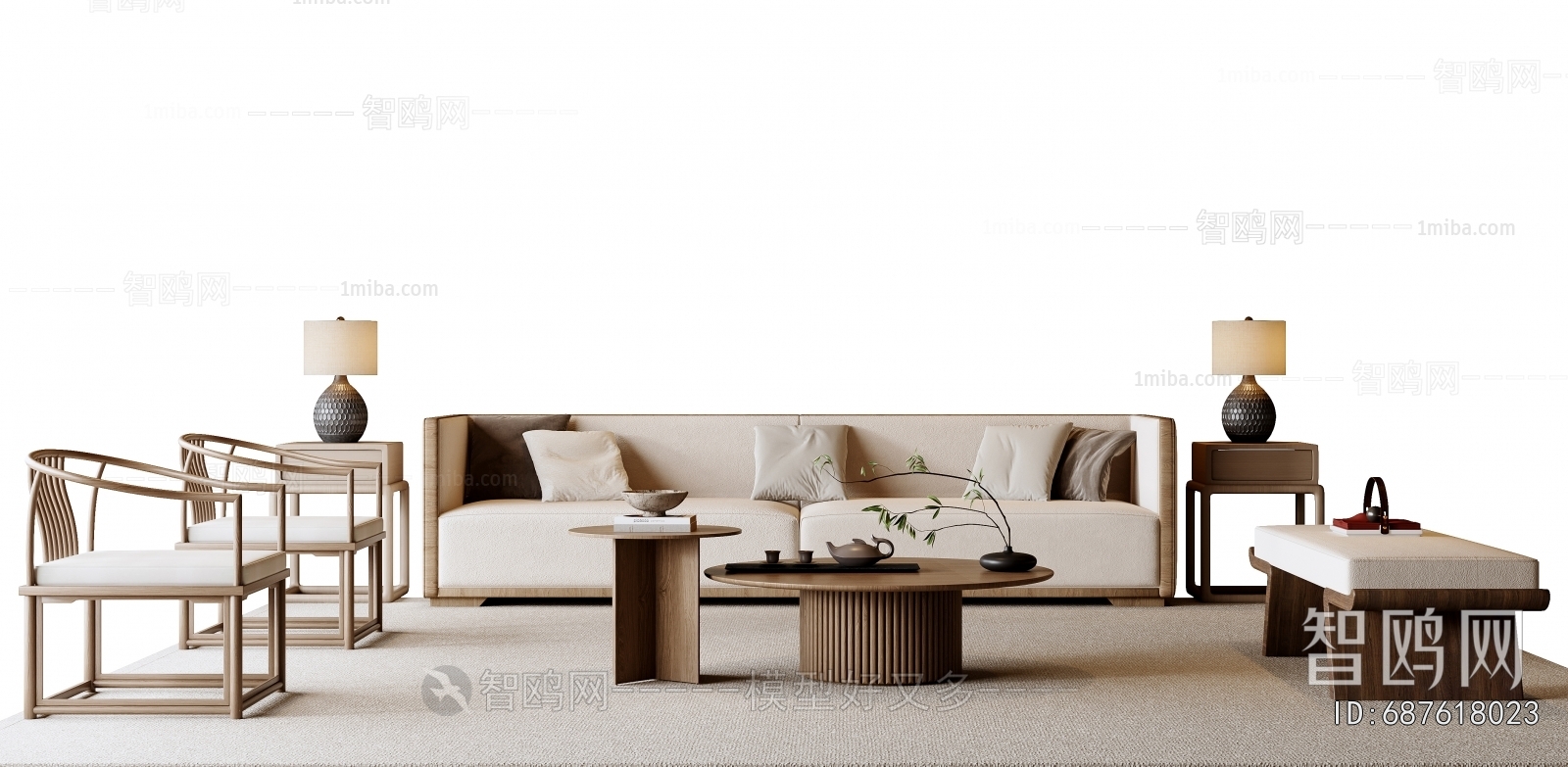 New Chinese Style Sofa Combination