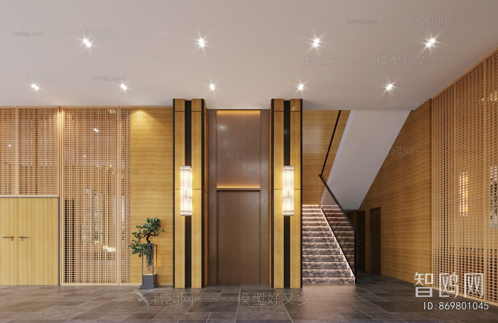 New Chinese Style Elevator Hall