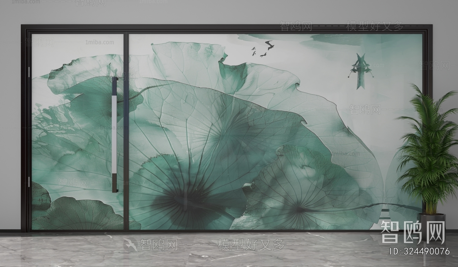 New Chinese Style Glass Screen Partition